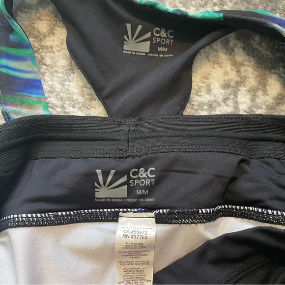 C&C California Black and Green Patterned Tank Top - Picture 5 of 5